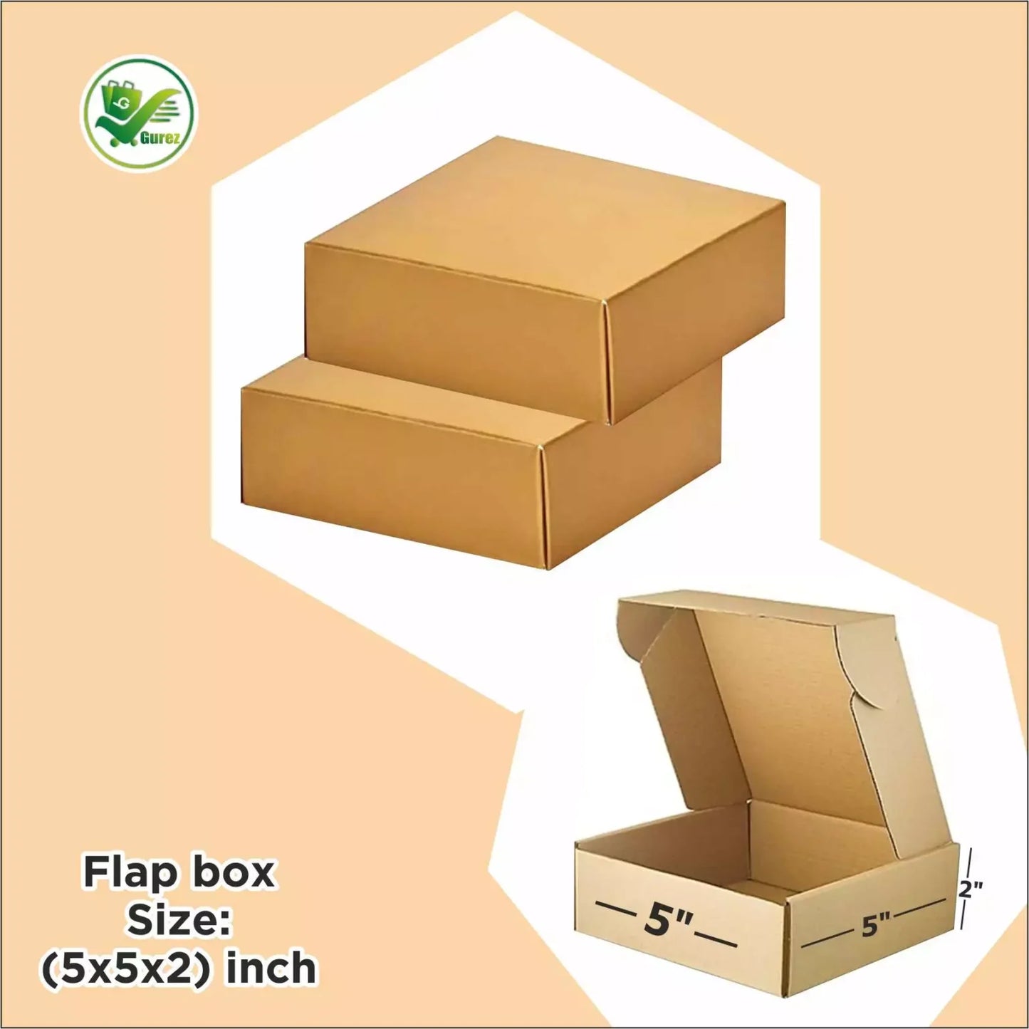 Box Brother 3 Ply Brown Corrugated Flap Packaging Box Size: 5x5x2 Length 5 inch Width 5 inch Height 2 inch 3Ply Corrugated Packaging Box